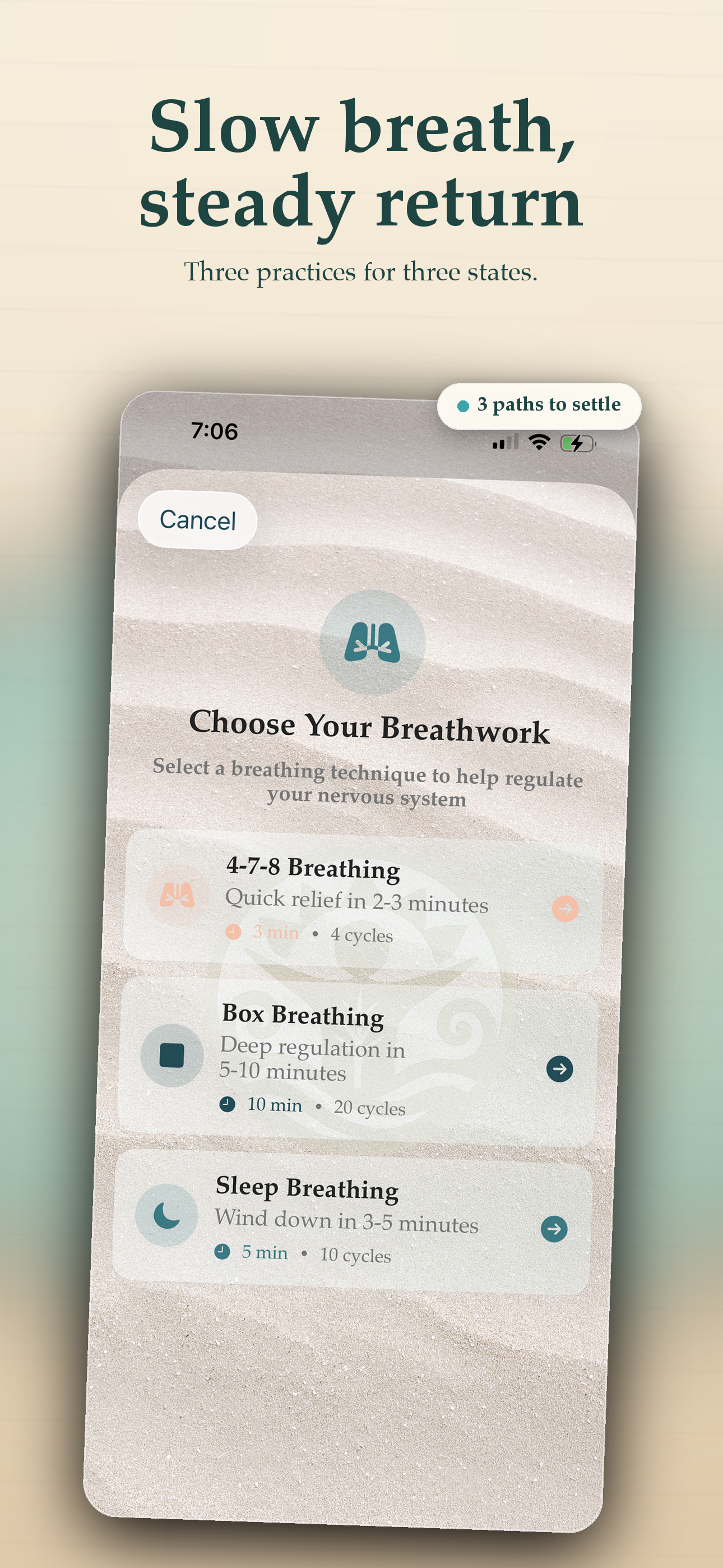 SoMana guided breathwork practice with visual pacing for slow resonance breathing